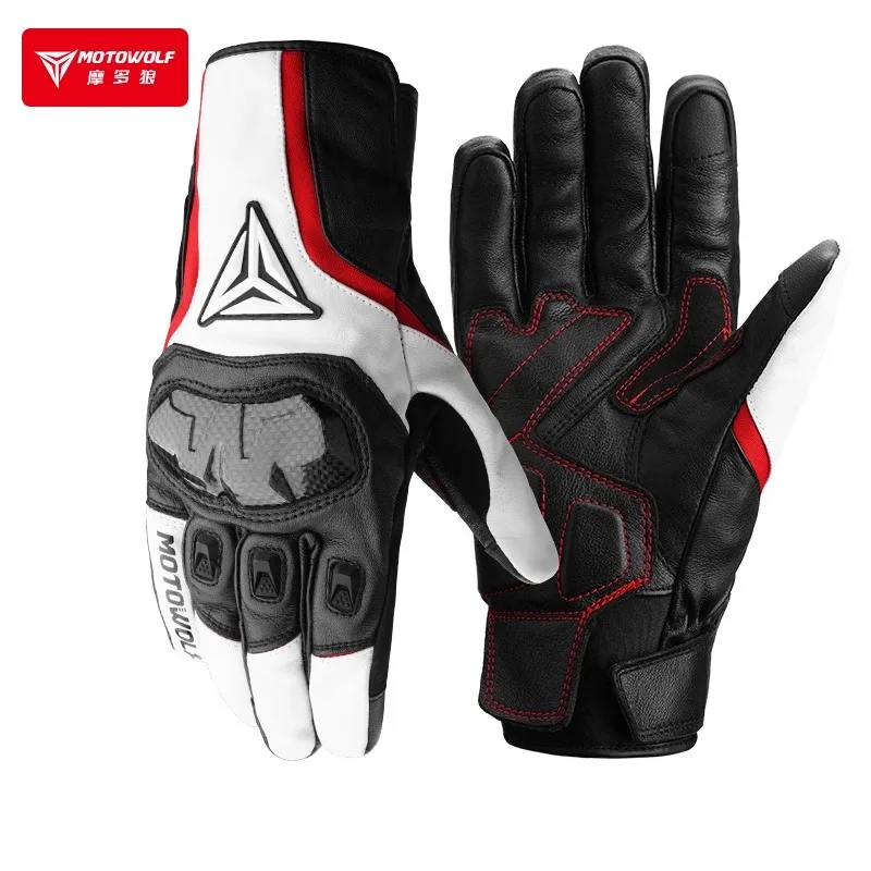 Guantes de moto para hombre, forro polar de invierno, resistentes al viento, cálidos, equipo de motocicleta con guantes impermeables para montar a campo traviesa y otoño