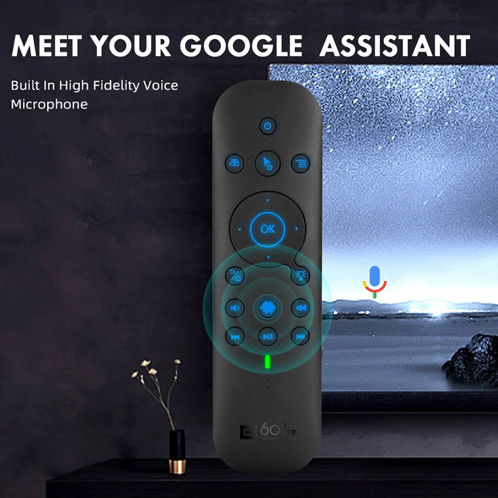 G60S Pro ماوس هوائي لاسلكي للتحكم عن بعد الصوتي 2.4G بلوتوث وضع مزدوج عن بعد للكمبيوتر TV BOX Projector-BCBW