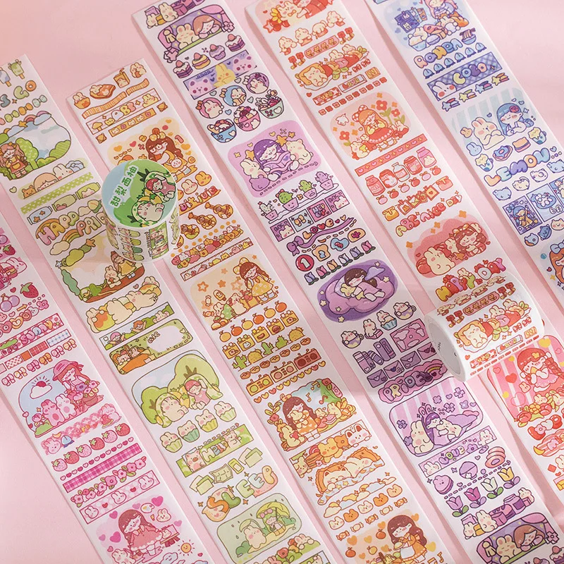 1 Roll Special Oil Washi Tape Bud Girl Fantasy Series Hand-painted Cartoon Character Material Release Washi Stickers