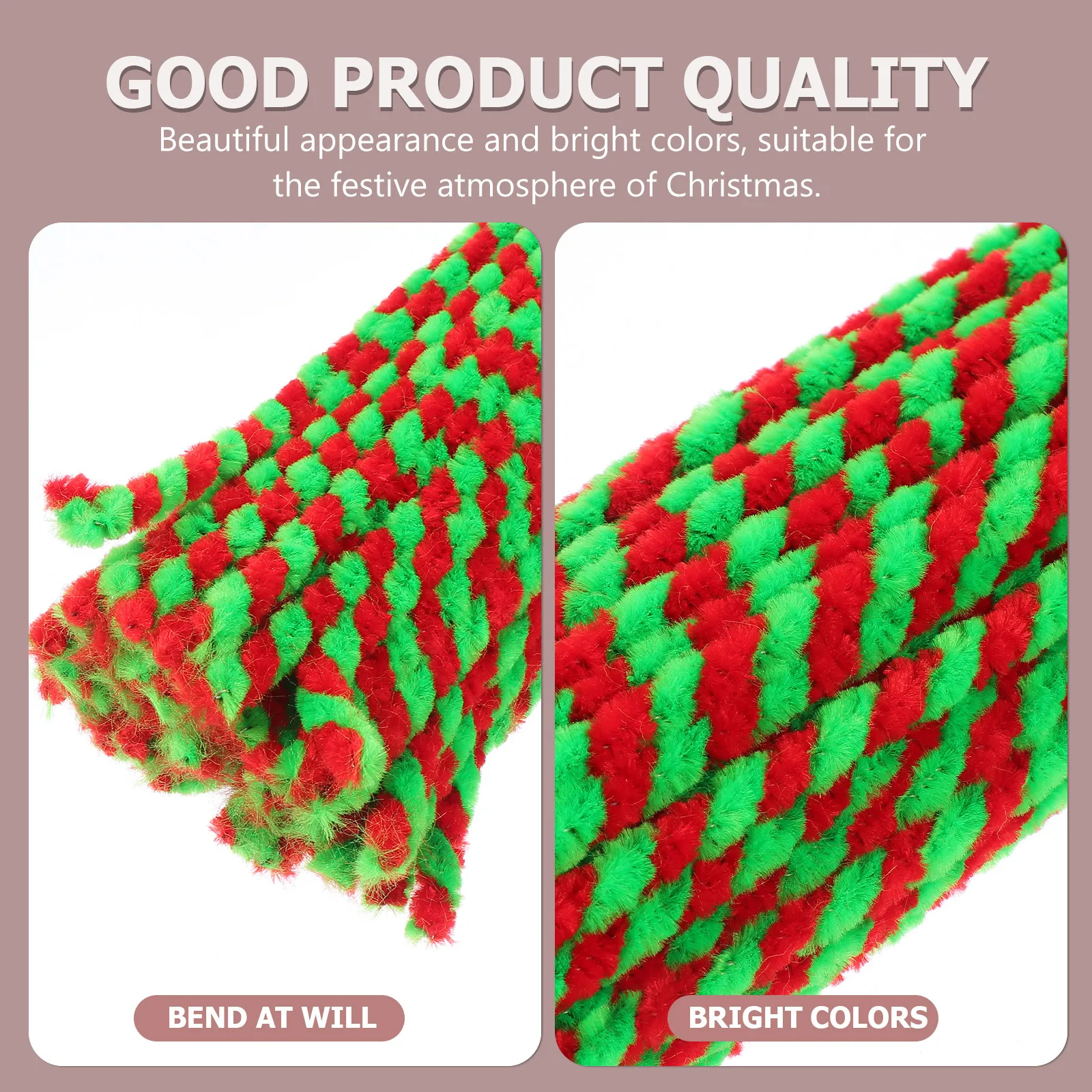 150pcs Christmas Twisted Stick DIY Accessories – Bright Elastic Tops for Holiday Crafts & Creative Learning