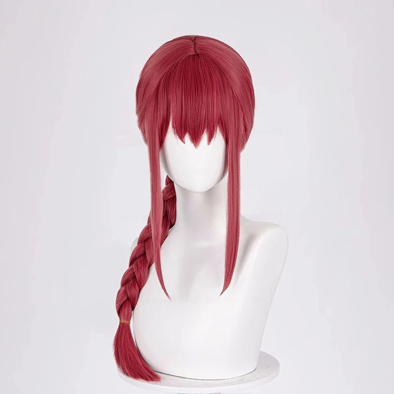 Makima Cosplay Wig Chainsaw Man Cosplay Red Braided Heat Resistant Synthetic Hair Makima Wigs Party Anime Cosplay Wigs + Wig Cap