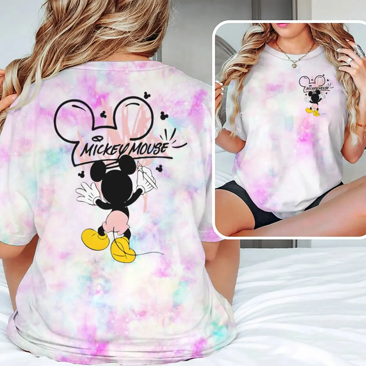 

Men's Clothing Women's Clothing Mickey Mouse Print Unisex Fashion Casual Tops Mickey Mouse Letter Print T-shirt Short Sleeves