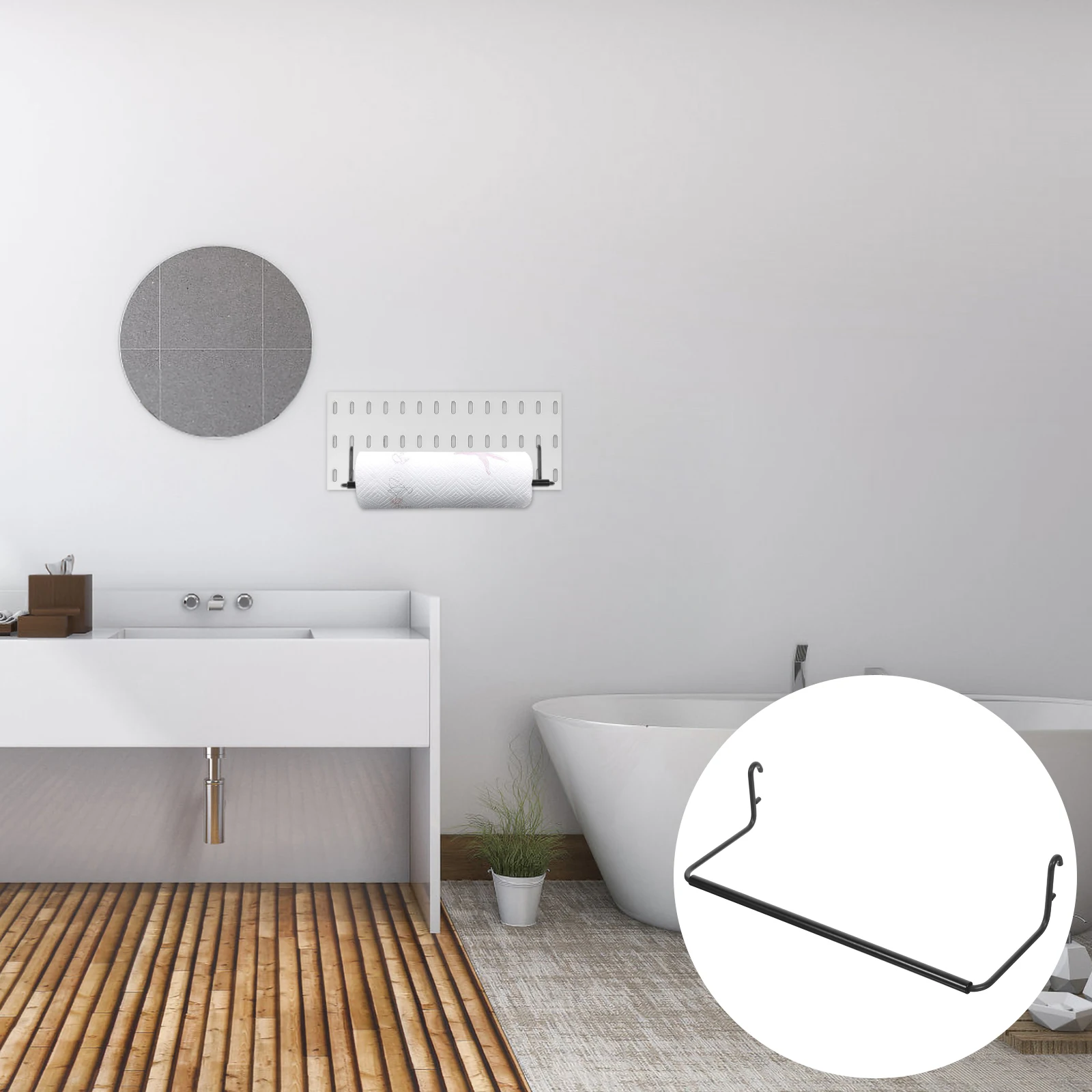 حامل المناشف الورقية المتوافق مع Pegboard، موزع لفافة معدنية لورشة المرآب والمكتب المنزلي، شماعة تخزين سهلة الوصول