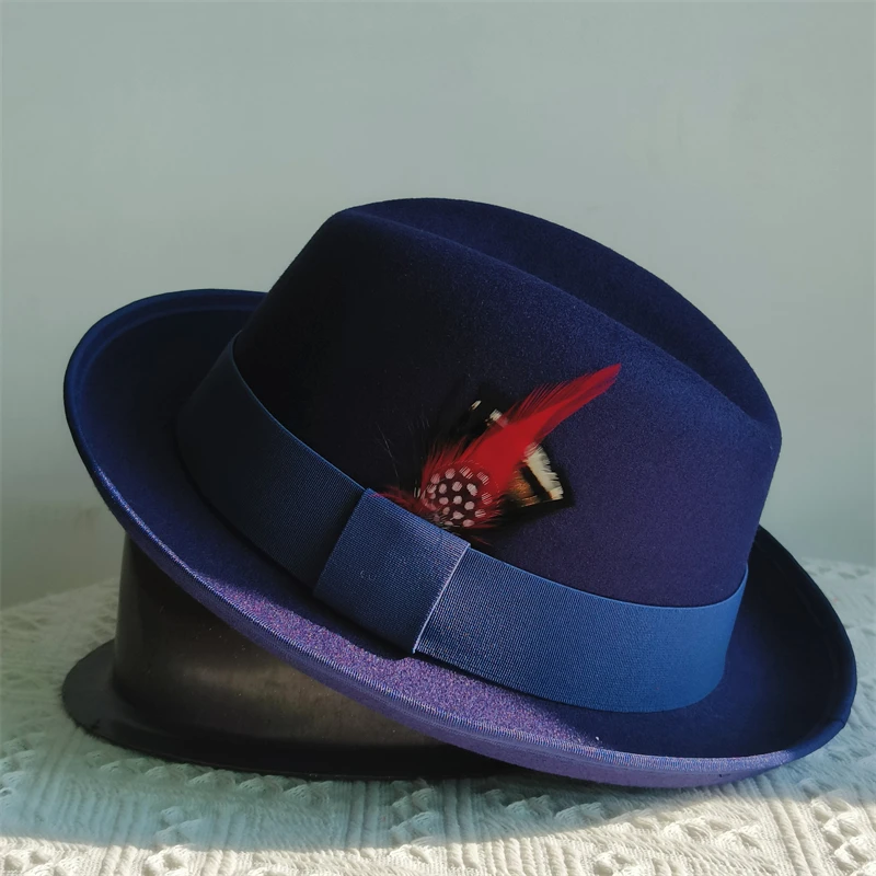 Trilby classic fedora hat with feather decoration top hat Women Men Gentleman Hamburger hat vintage hat Pork Pie sombrero hombre