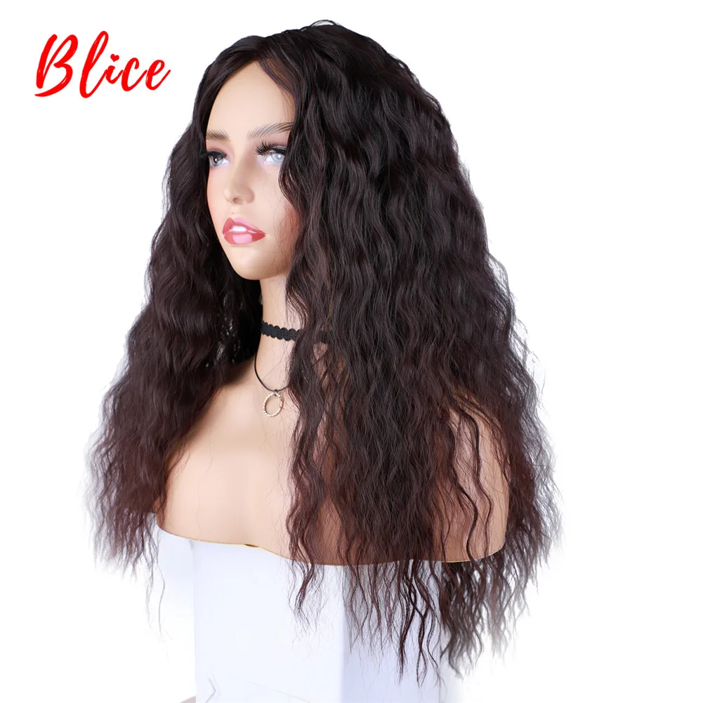 Blice Long Wavy Synthetic Kinky Curly Knekalon Afrocan American Curly High Temperature With Skin Topper 20Inch