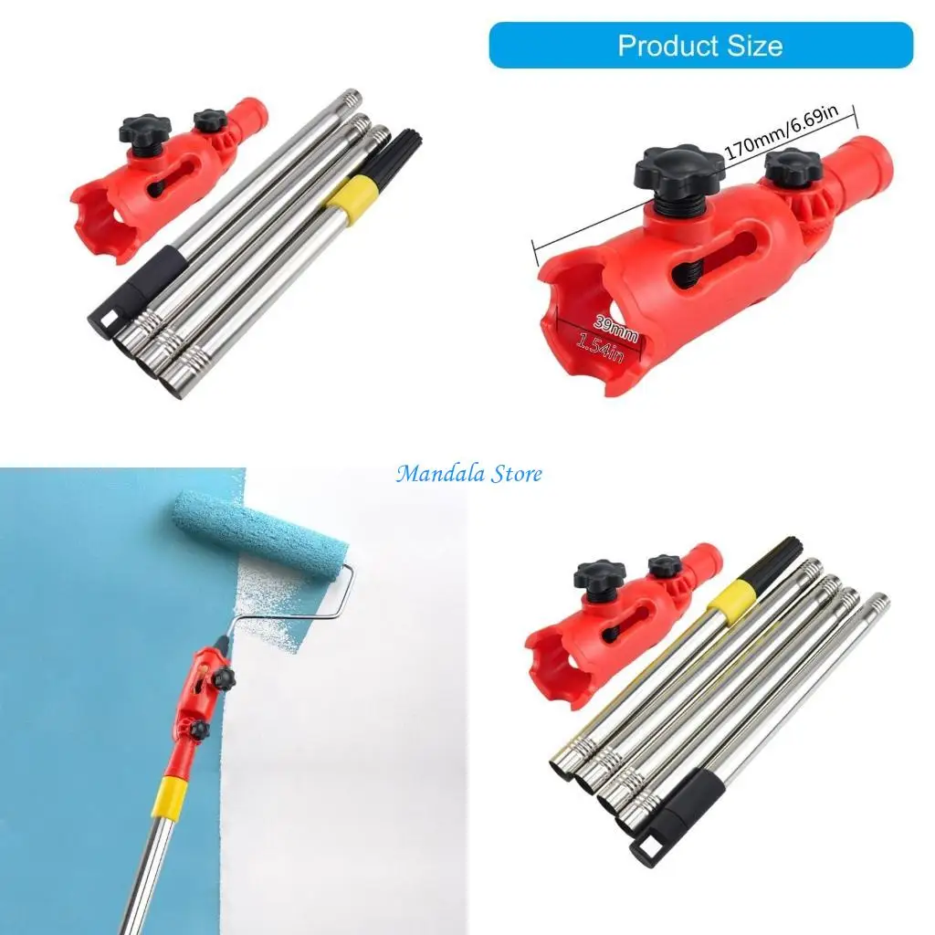 U2JC MultiAngle Portable Paint Roller Extension Poles Attachments Long Paint Brush Tool Flexible Paint Brush Extender