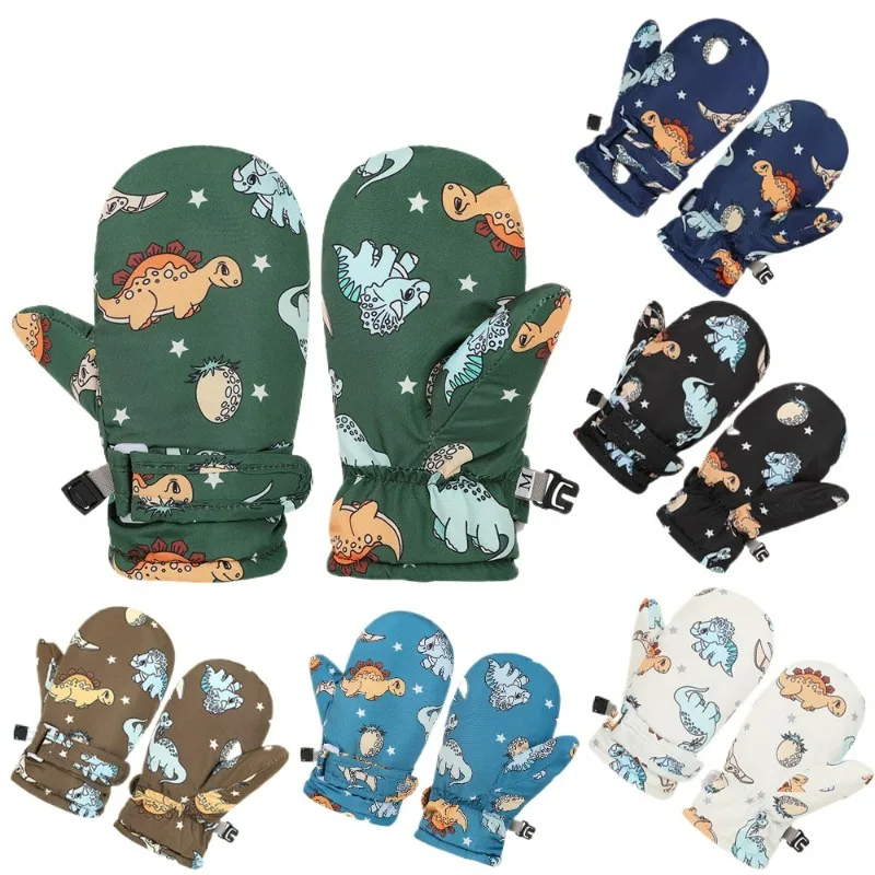 

Adjustable Snow Mittens Waterproof Snow Gloves Cartoon Windproof Ski Mittens Quick Drying Design Gloves for Infants