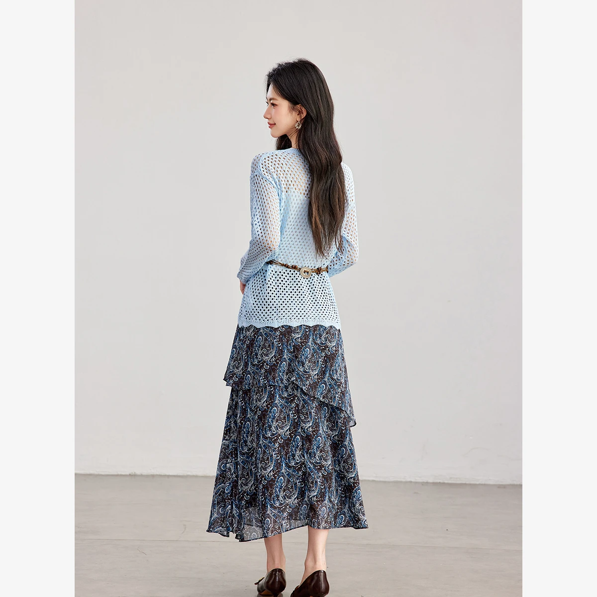 VIMLY Women's Two-piece Set 20 - Midi Skirt Floral ulasan dan harga