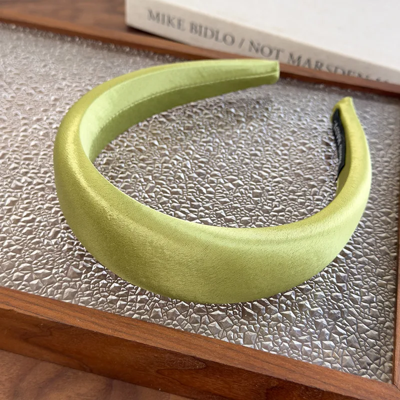Spring/summer New Bright-coloured Satin Headbands 4cm Wide-Brimmed Sponge Hair Band Woman Temperament Hair Hoop Hair Accessories