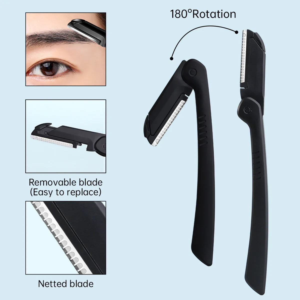 8-delige roestvrijstalen precisie wenkbrauw trimgereedschapset, een set handig wenkbrauw trimgereedschap, geschikt voor mannen.