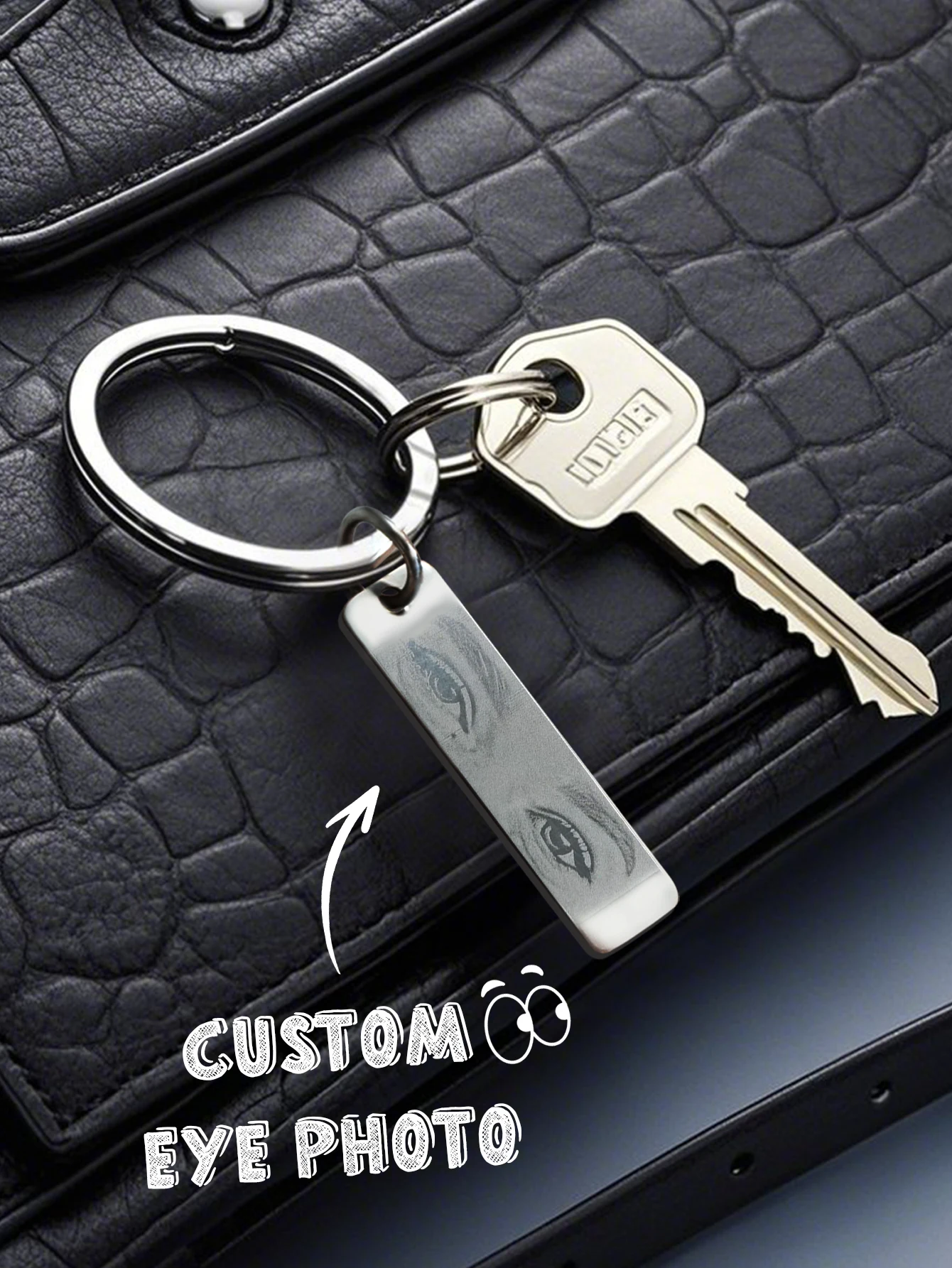 Custom Eyes Keychain Personalized Photo Text Keyring for Couples Birthday Anniversary Christmas Gift for Men Women Friends