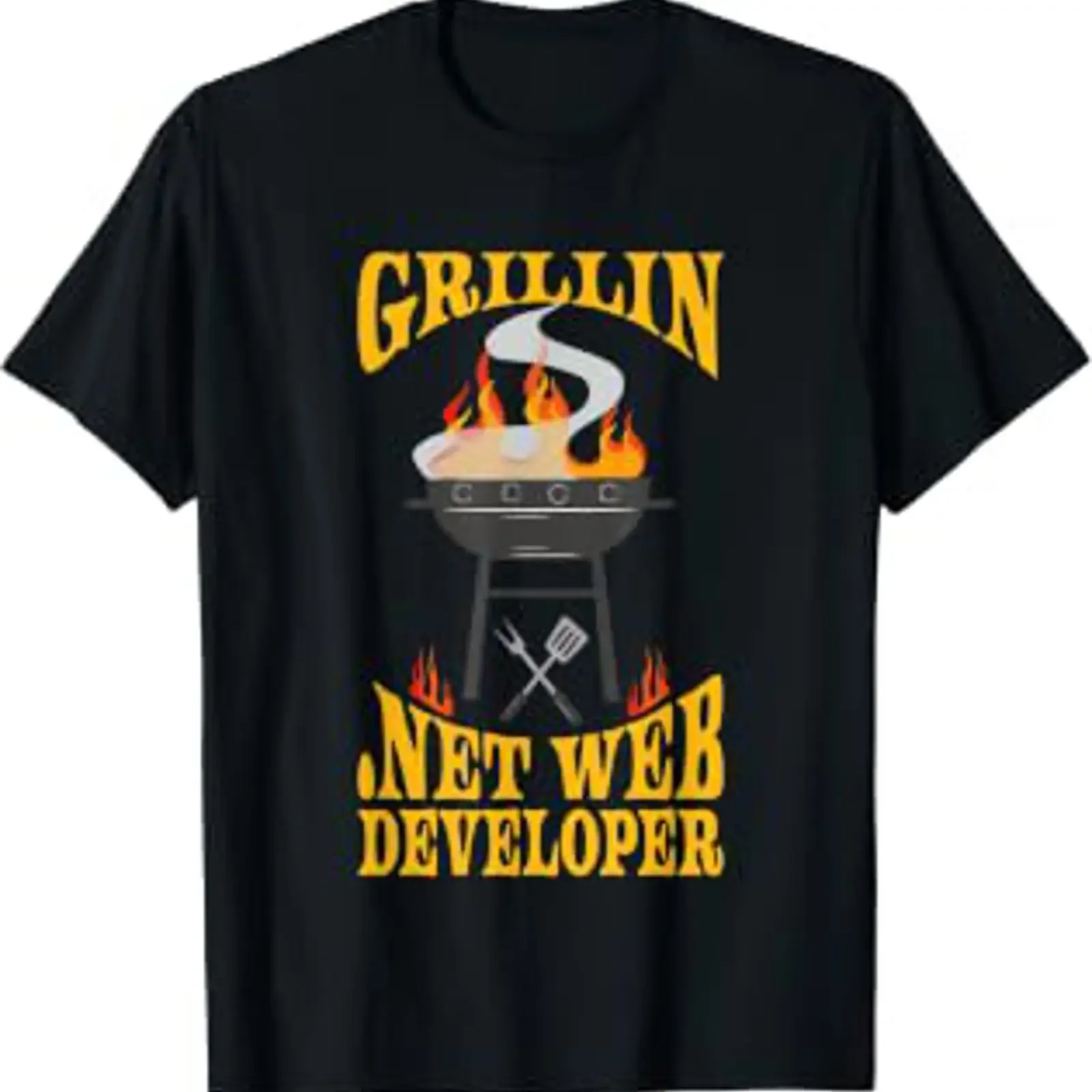 Net Web Developer BBQ Grill Smoker Barbecue Chef T Shirt vintage Washed Top For Everyday Wear fashion graphic designer clothes
