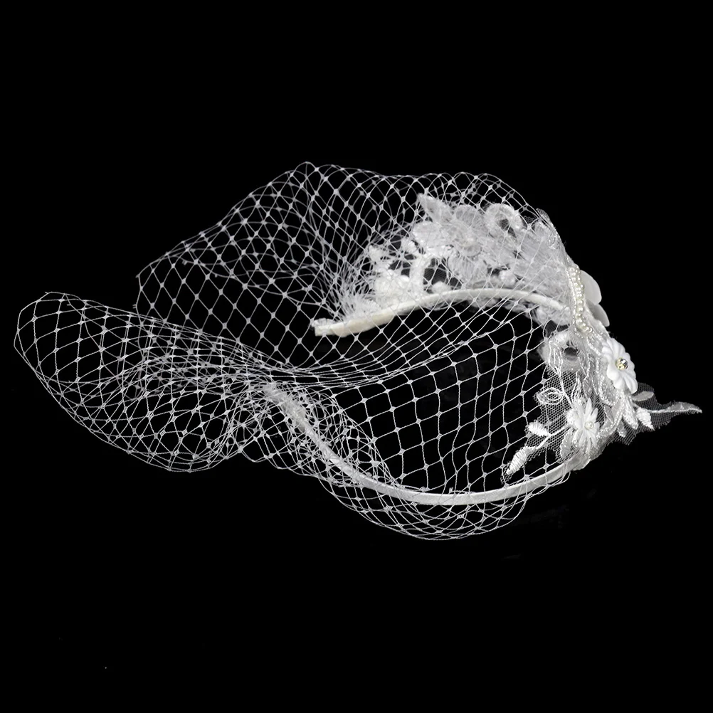 

Bride Mesh Headdress Beautiful Flower Decor Hair Headwear Lightweight Elegant Woman Mesh Headwear Wedding Party Accessory