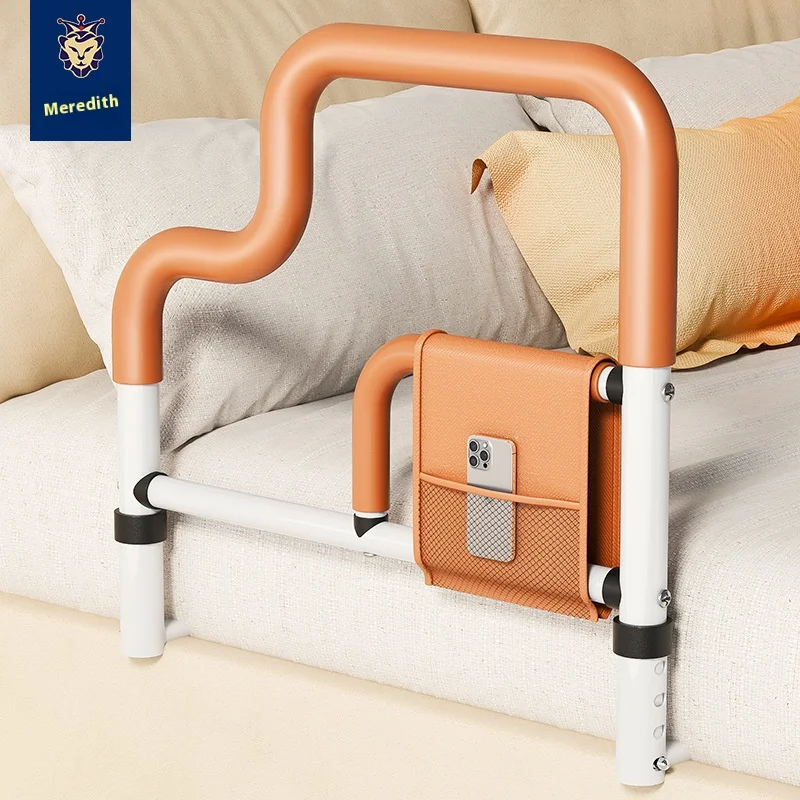 Adjustable Height Bedside Rail, Wake-Up Assist Device, Thick Carbon Steel Bed Guard Frame Elderly Bedside Armrests