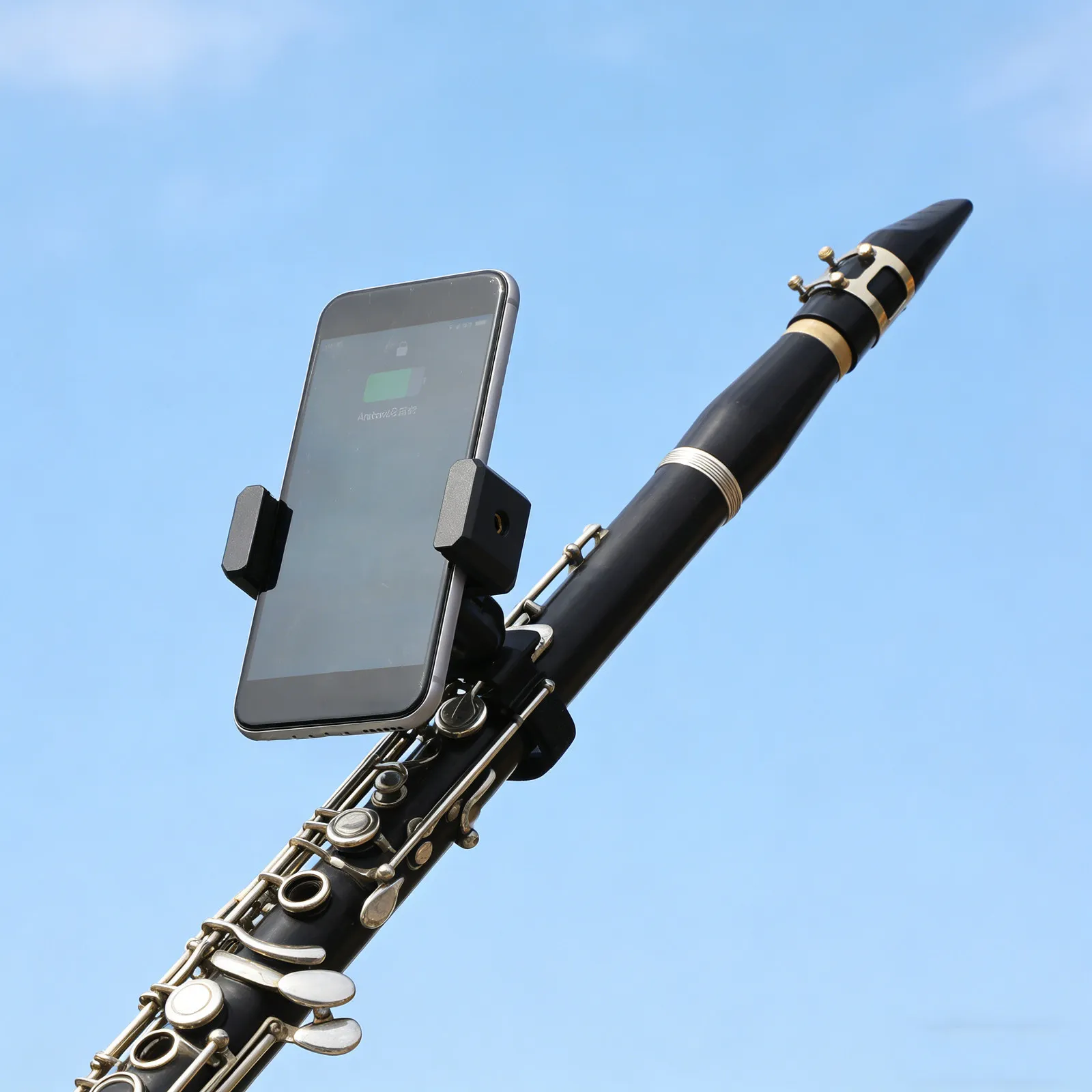 Sax Lyre Phone Holder Clip for Alto Sax Clarinet - Adjustable Metal Clamp Music Stand Smartphone Holder Sheet Music Display