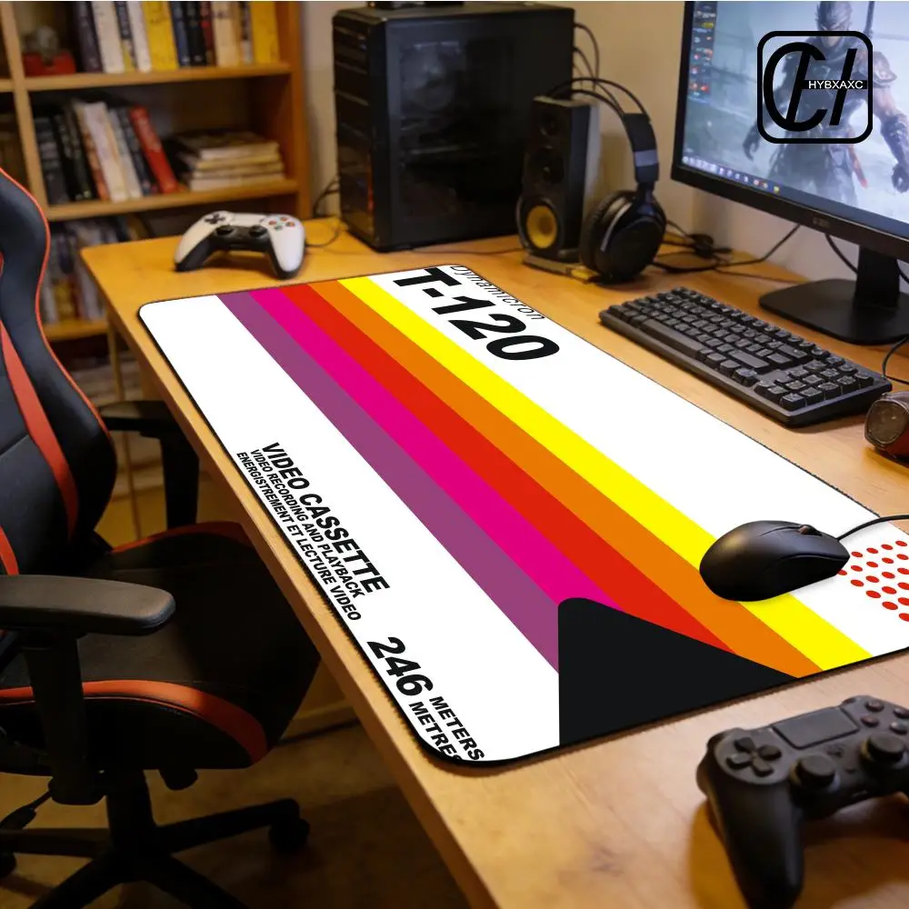 

Retro VHS Style Mouse Pad Xxl Computer Large Size HYB XXC Non-slip Gamer Keyboard Mouse Pad 90x40cm Art Design HD Deskmat Carpet