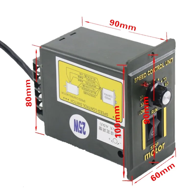 RV30 220V 90W AC Worm Gear with Self-Locking Single Output Shaft Motor with Speed Regulator Adjustable Speed CW CCW High Torque