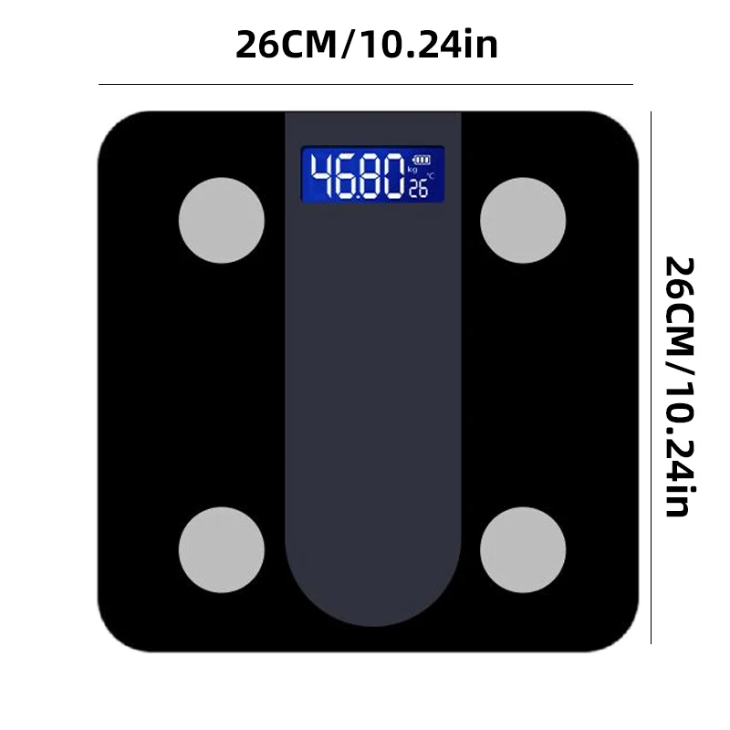 Balance de salle de bain numérique noir gris pour le poids corporel, balance de poids corporel de haute précision 396 lb, affichage de la température, alimenté par batterie