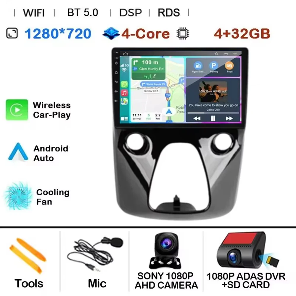 Android 15 CarPlay Auto autoradio voor Toyota Aygo, Peugeot 108, Citroën C1 2014~2021 Multimedia Videospeler GPS Navigatie - afbeelding 1