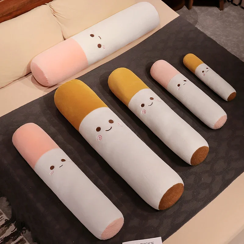 Cute Funny Smoking Cylindrical Sleeping Cigarette Stuffed Pillow Smulation Plush Toys Fashion Boyfriend Birthday Gift