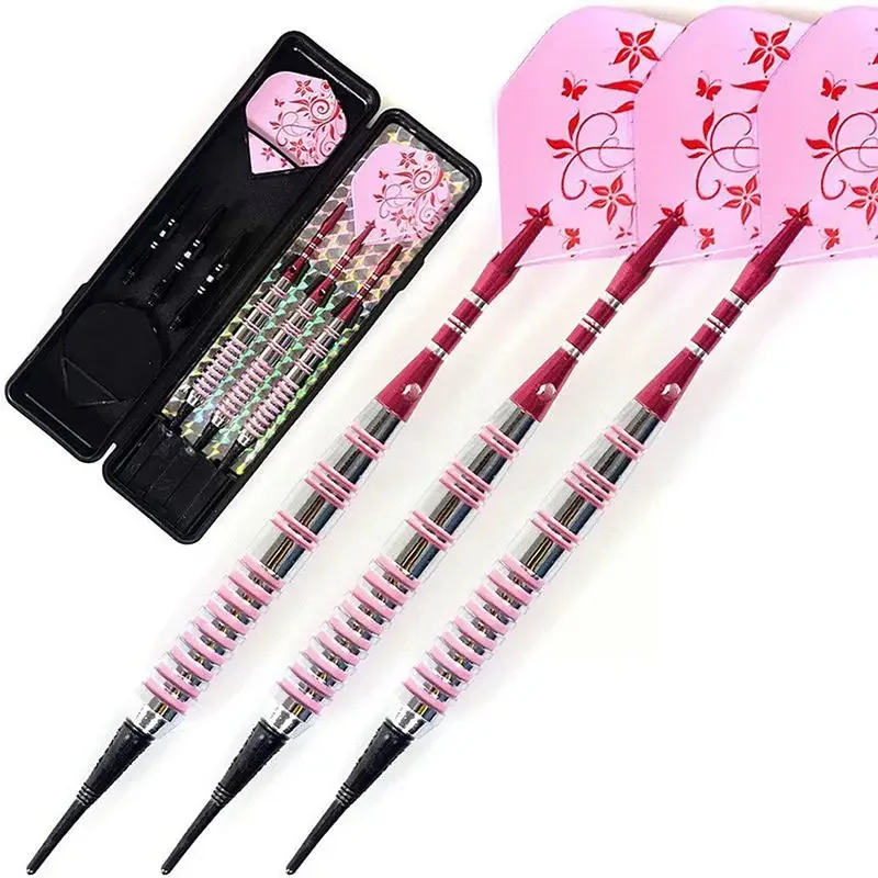 Set of 3 High Quality Soft Tip Darts 17g Indoor Safety Sport Professional Iron Body Pink Flight