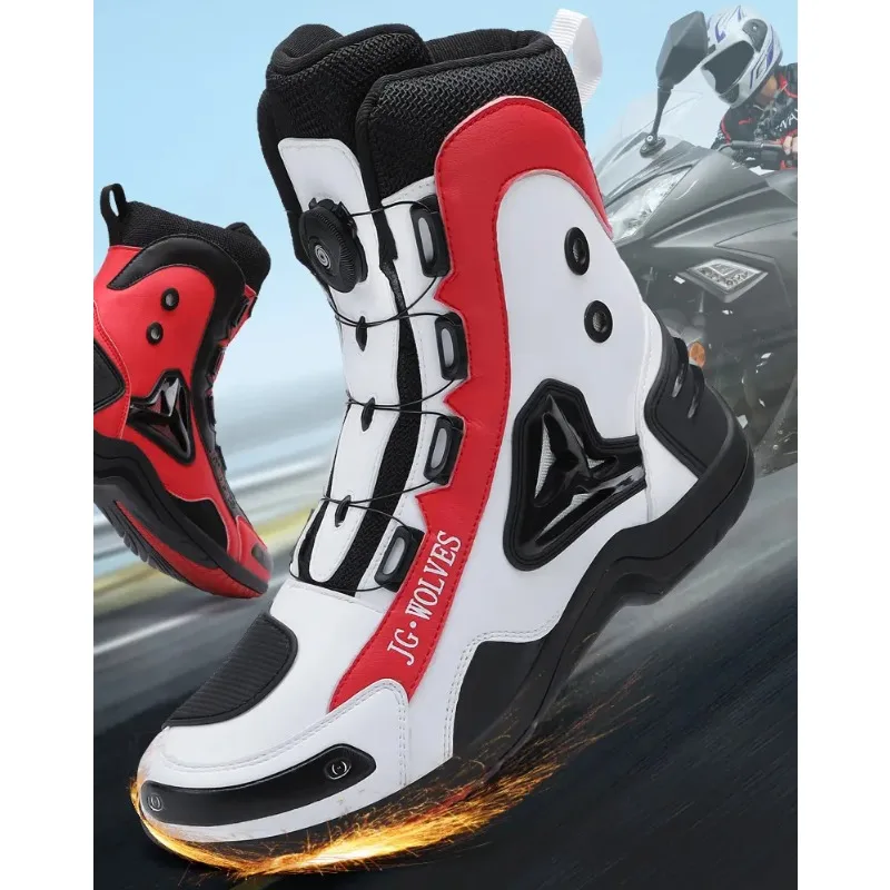 Motorcycle Riding Shoes Motorcycle Protective Casual Motorcycle Boots Men's Leather Boots Non-slip Rubber Chaussure Moto Femme