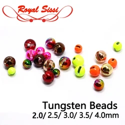 Hot 20pcs/bag colorful slotted tungsten beads 2mm-3mm-4mm sink jig nymphs head bead tying materials for grayling&trout fly tying