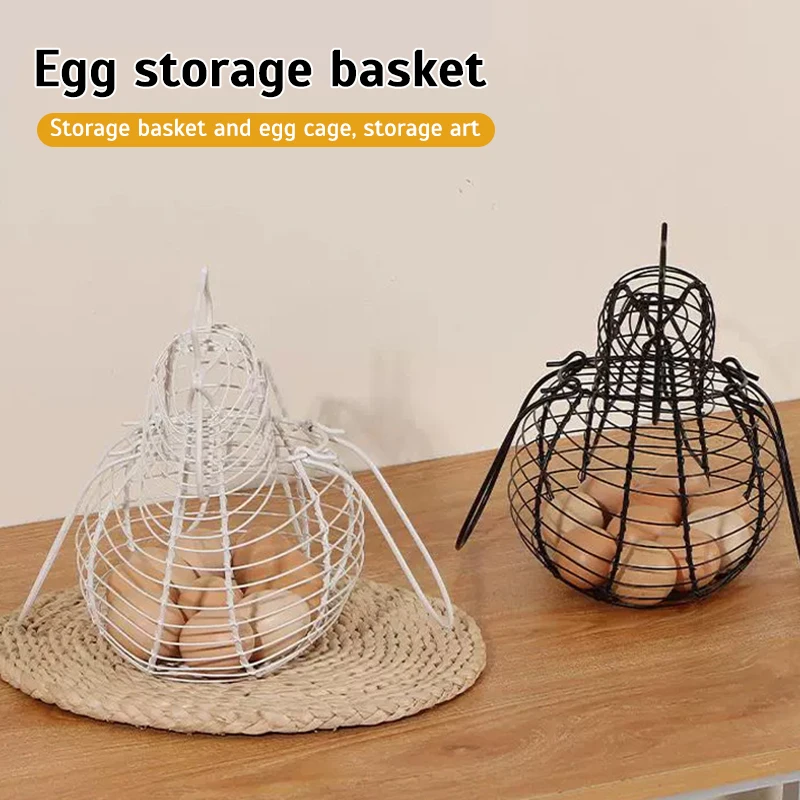 Egg Basket For Collecting Eggs Chicken Shaped Wire Egg Basket Large Capacity Gathering Practical Basket Kitchen Storage