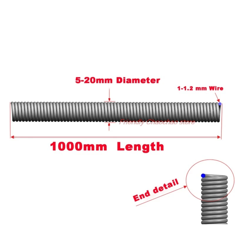 1PCS Wire 1.2mm 1 Meter Long Coil Spring Steel Tension Spring Extension Spring Out Diameter 5mm/6mm/7mm/8mm/10mm/12mm/15mm/20mm