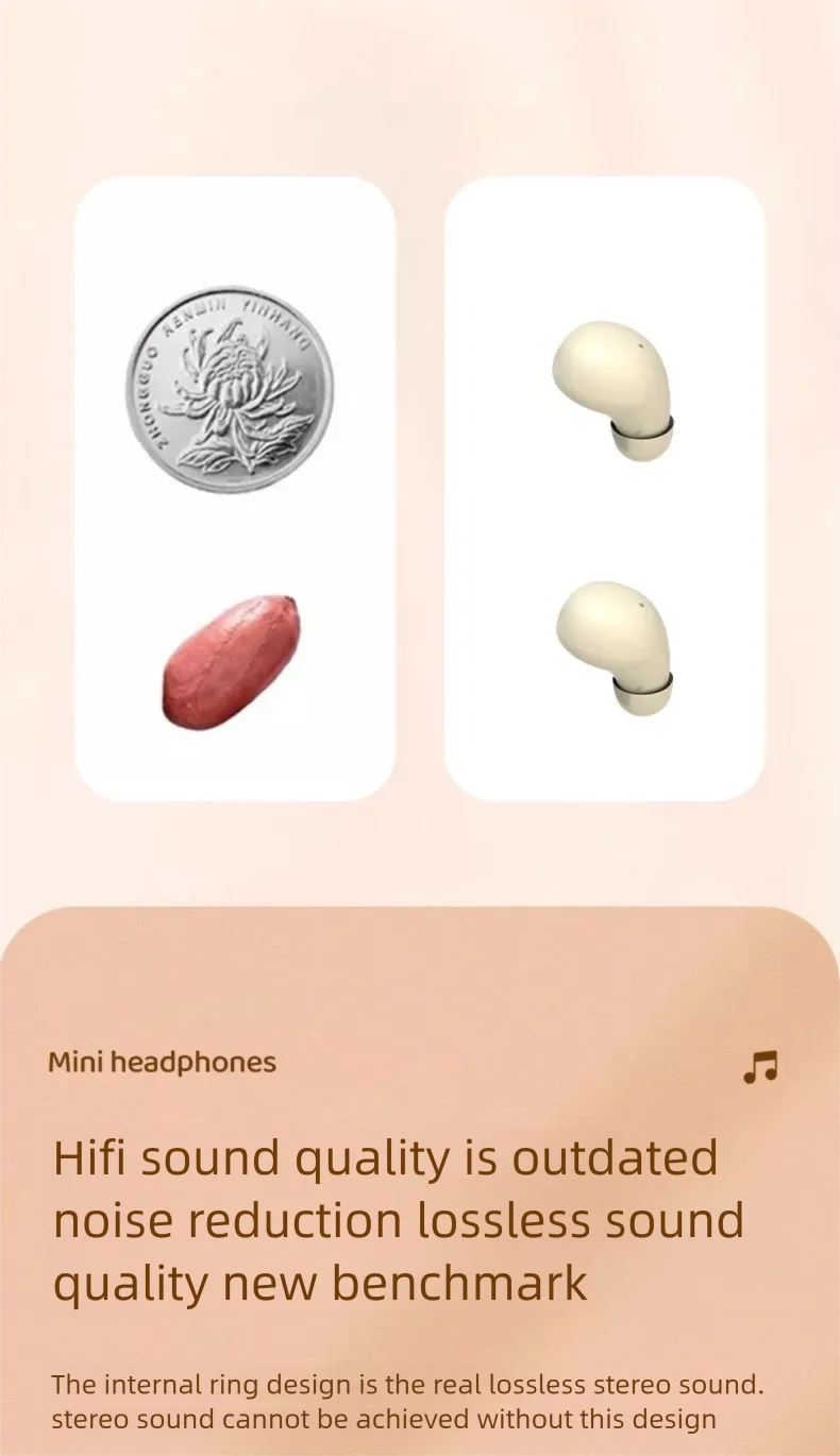 Mini Auricolari Bluetooth 5.4 Sonno Active con cancellazione del rumore Auricolare Musica Auricolare Hi-Fi Cuffie per dormire wireless a lunga durata