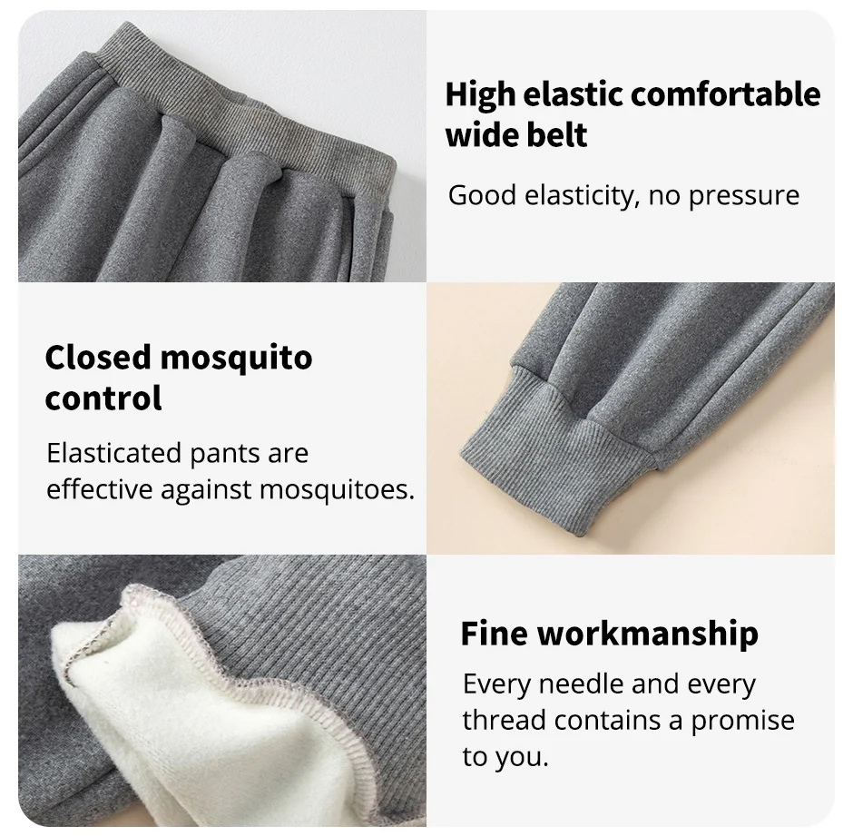 1/2-teiliges Set aus warmen, dicken Sweatpants mit Taschen für Jungen und Mädchen, ideal für Herbst und Winter, lässiger Sportlook mit Fleece-Futter. – Detail 7