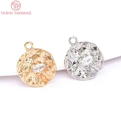(5665) 6PCS 10MM 24K Gold Color Brass with Zircon Round Charms Pendants High Quality DIY Jewelry Making Findings Wholesale