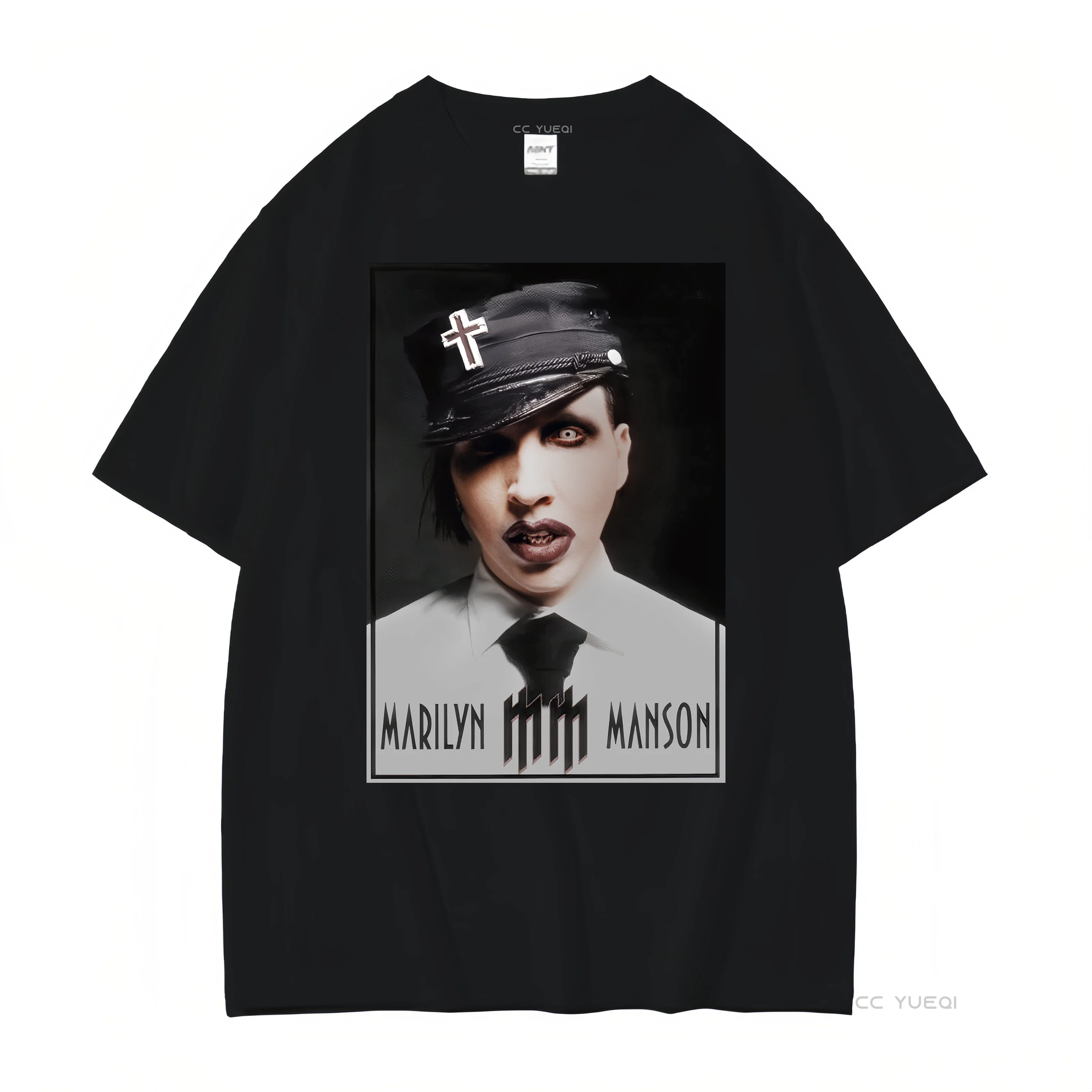 Vintage Marilyn Manson T Shirt Black Logo Size Medium vintage Washed Stretched streetwear Slightly Stylish Comfortable