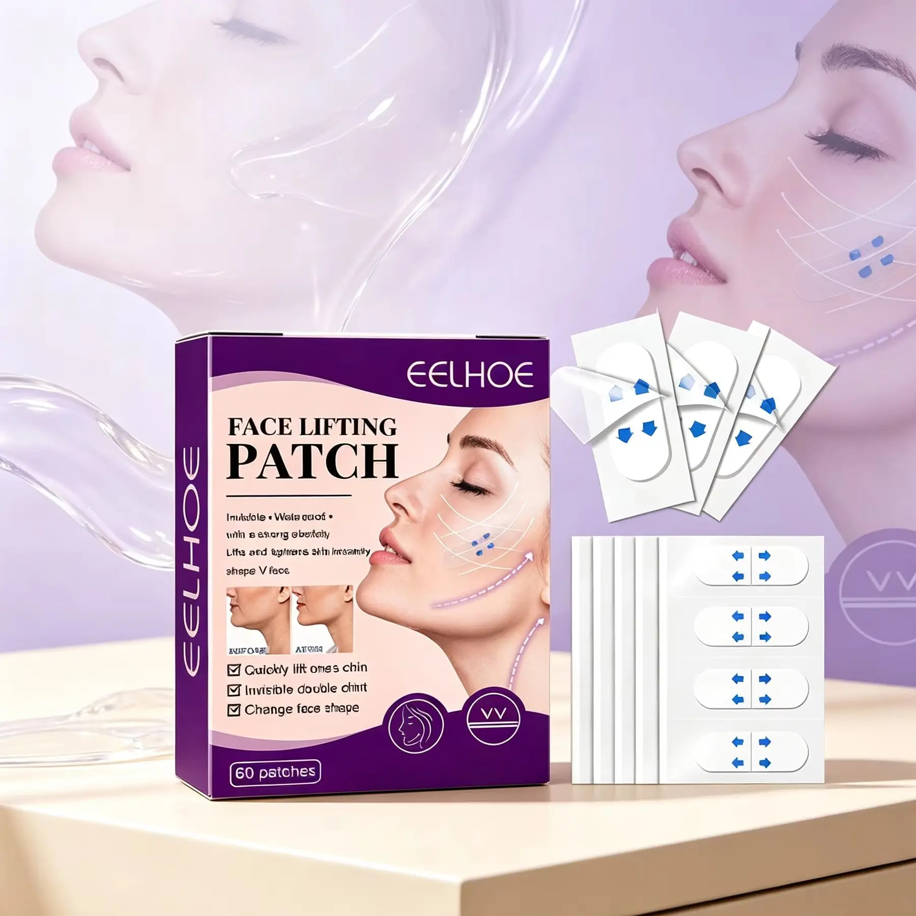 EELHOE Invisible Face Lift Tape Instant Slimmer Transparent Thin Waterproof Anti Sagging V Line Face Lifting Skin Adhesive Tape