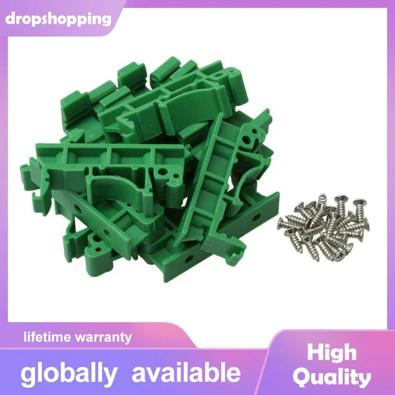 10pcs DRG-01 PCB Mounting Brackets Screws Green For DIN 35 Mounting Rails Adapter Replacements Parts