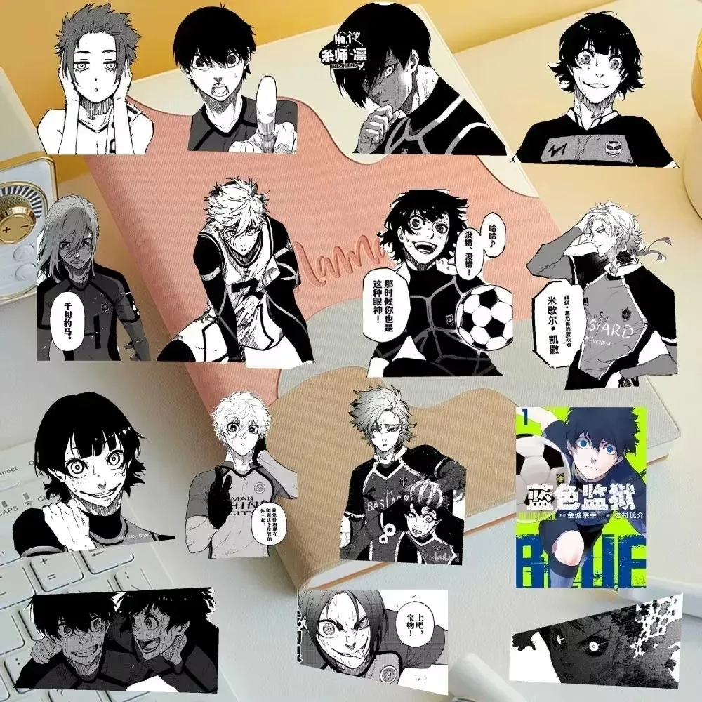 70 قطعة نمط مانغا الأزرق قفل أسود أبيض أنيمي ملصق ناجي Seishiro Bachira Meguru ملصقات الأمتعة المحمول ملصق يدوي الصنع لعبة