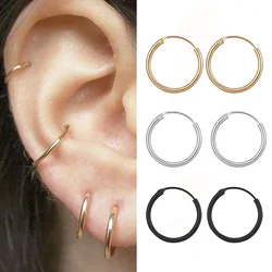 1 Pair Stainless Steel Earrings Women Simple Round Hoop Earrings Punk Helix Dangle Earring серьги Jewelry Gifts