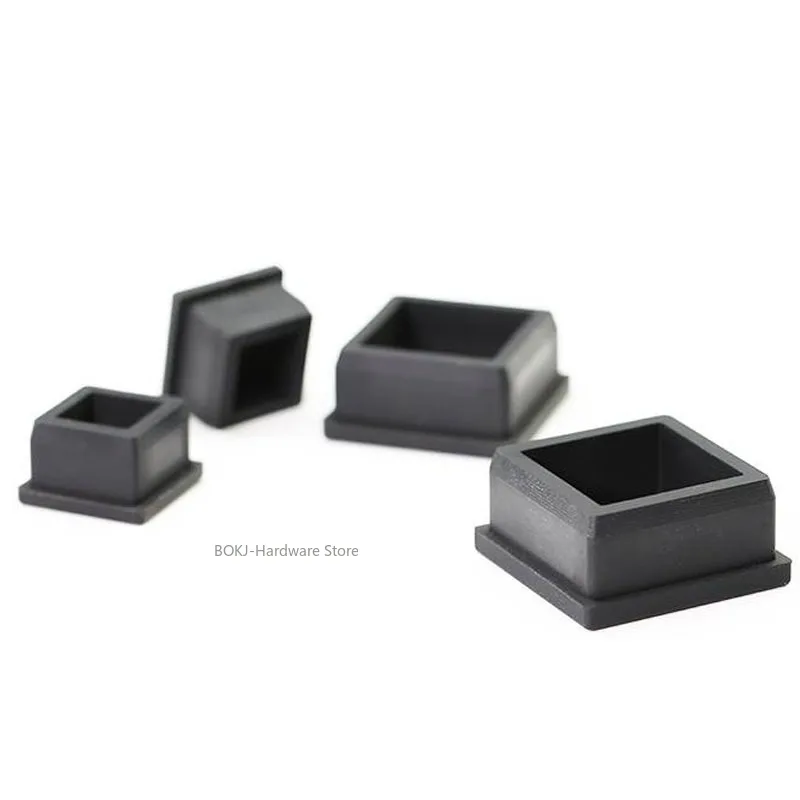 Black Square Elastic Silicone Plug table and chair square tube waterproof sealing hole plug 9.6~50.6MM