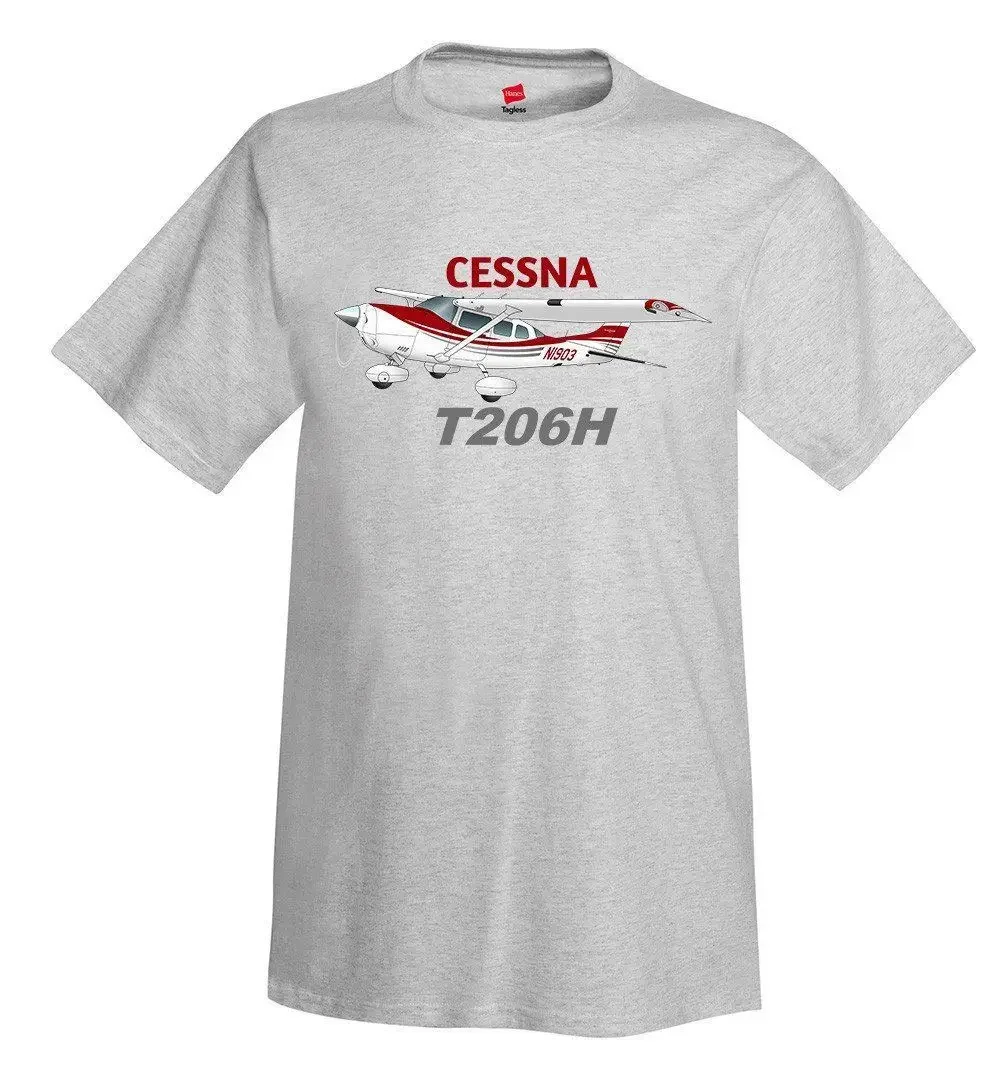 Camisetas novedosas de Hip Hop, ropa de marca para hombre, camiseta de avión Cessna Stationair Turbo 206 H, personalizada con tu camiseta