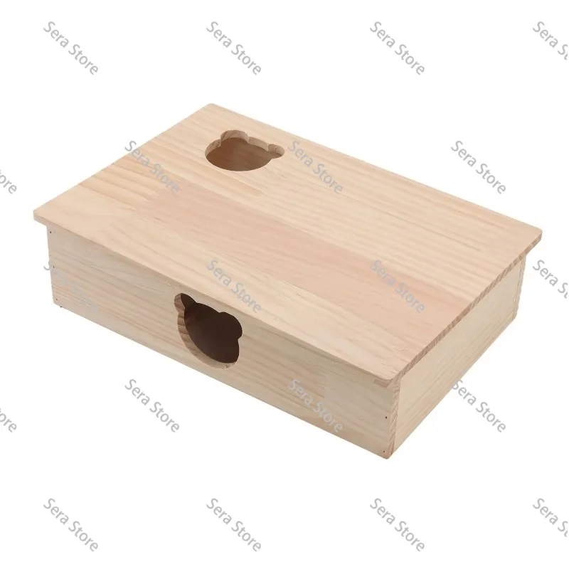 Hamster House Log Movable Roof Stable 6 Bedrooms Pet Hideout House for Hamsters Chinchillas Golden Bears Sleeping and Moving