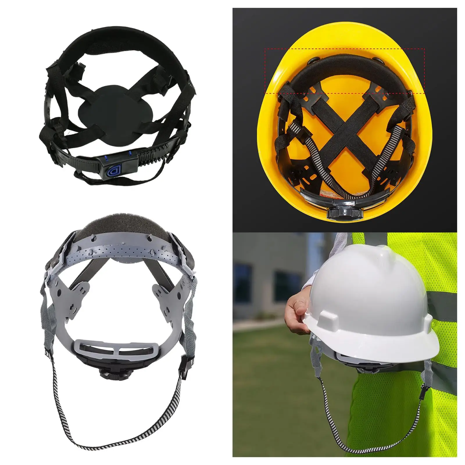 Hard Hat Replacement Ratchet Suspension Adjustable Shock Absorbing Breathable Bump Cap Insert Replace Part Hardhat Attachment