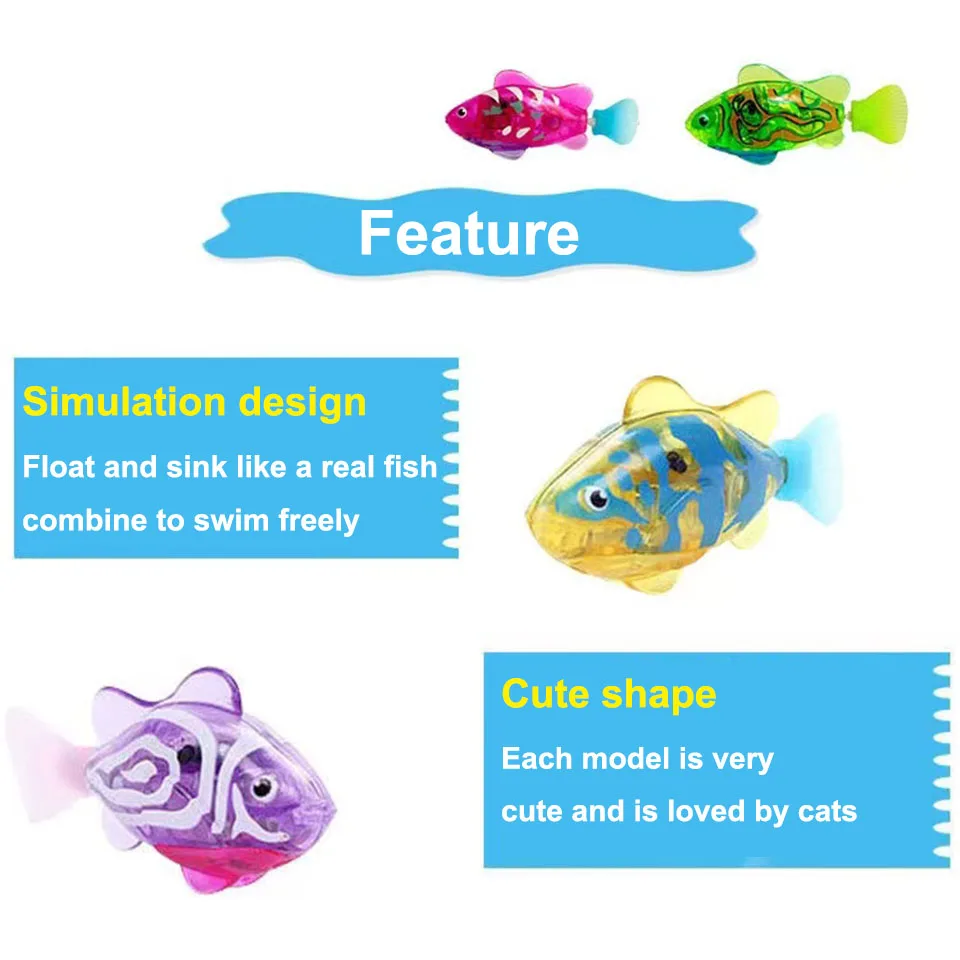 1/2/3/4 Pcs Pet Cat Toy LED Interactive Robot Fish Toy for Cat Glowing Electric Fish Toy to Stimulate Pet's Hunter Instincts