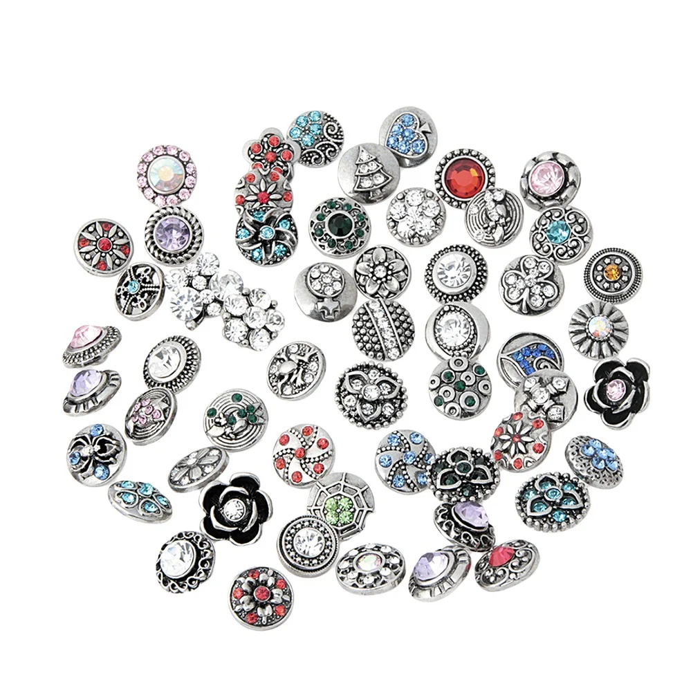 

12pc 12Mm Gemstone Inlay Buttons For Crafts Alloy Diy Jewelry Making Exotic Charm Buttons Craft Supplies Decorative Fasteners