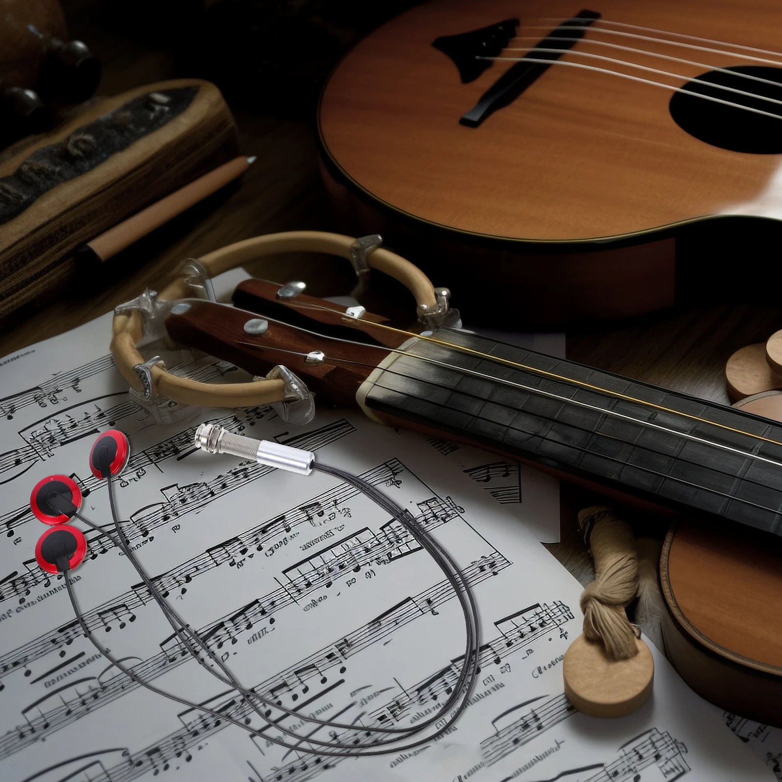 

High Sensitivity Acoustic Piezo Transducer Durable Ukulele Mandolin Pickup Folk Guitar Modified Instruments Performance Supplies