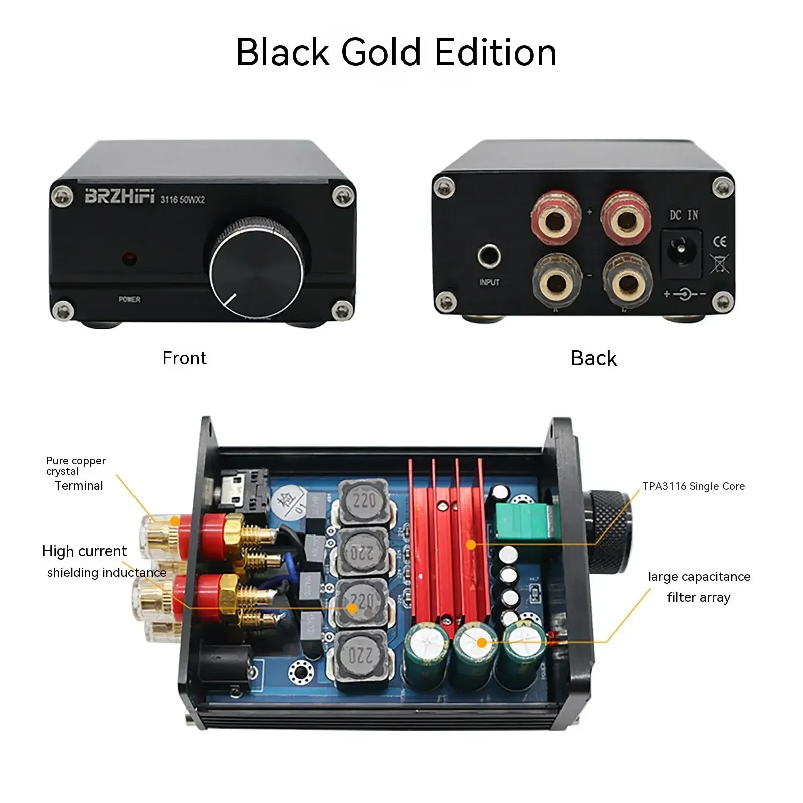 AMXEKR amplificateur numérique stéréo niveau de fièvre 2.0 TPA3116 50WX2 100WX2 amplificateur de puissance domestique Bluetooth 5.0