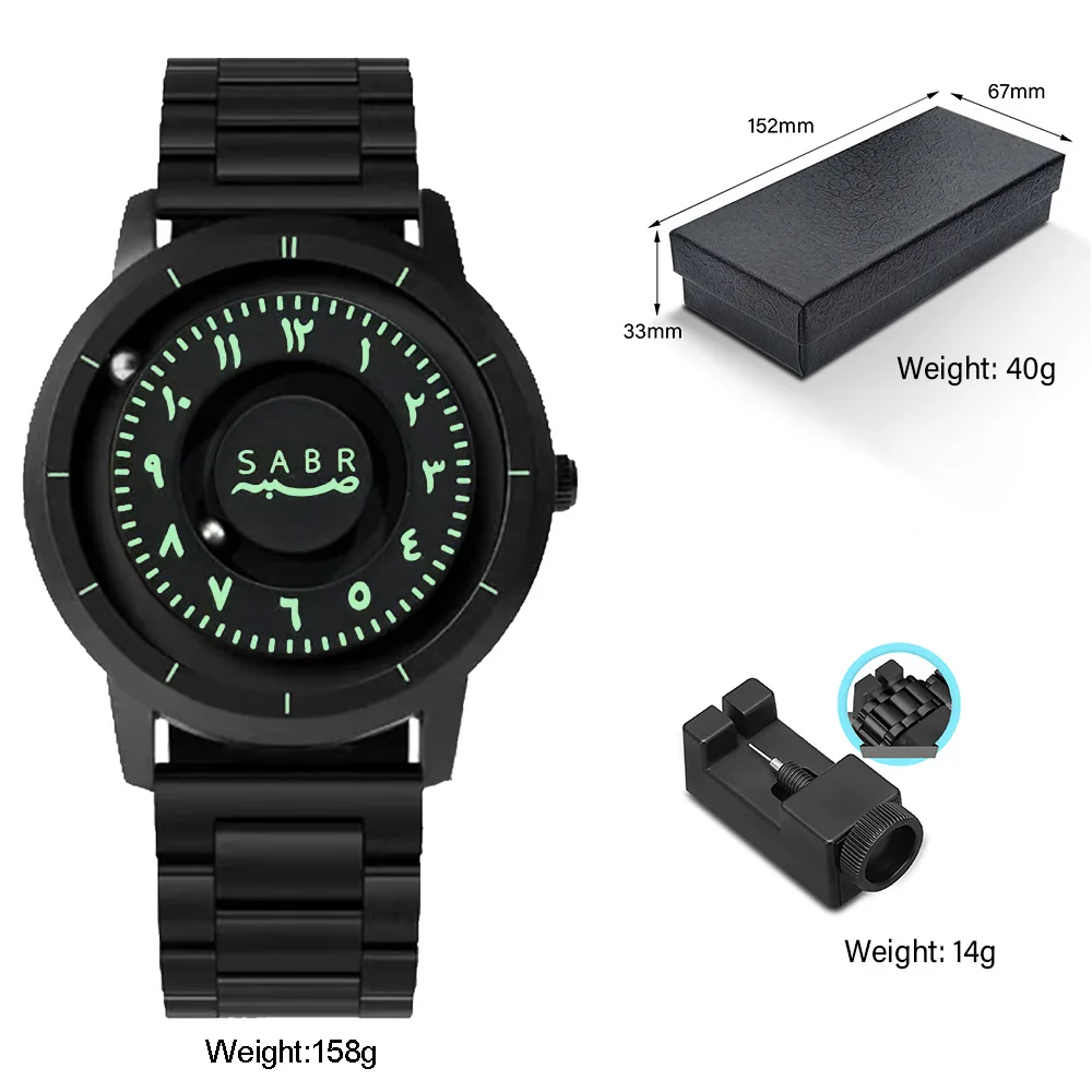 

Men's Black Arabic Numeral Quartz Watch - Technology Personalized Design Magnetic Levitation Waterproof New Trendy Wristwatch