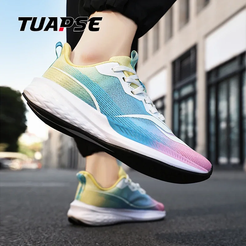 TUAPSE Men's Running Shoes 2024 New Breathable Lightweight Lace Up Non-Slip Outdoor Unisex Sports Running Shoes