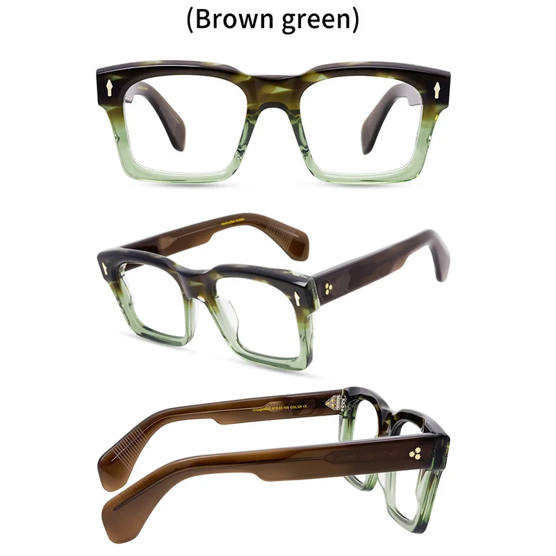 

Belight Optical Thick Acetate Prescription Vintage Retro Square Shape Eyeglasses Spectacle Frame Eyewear 9633