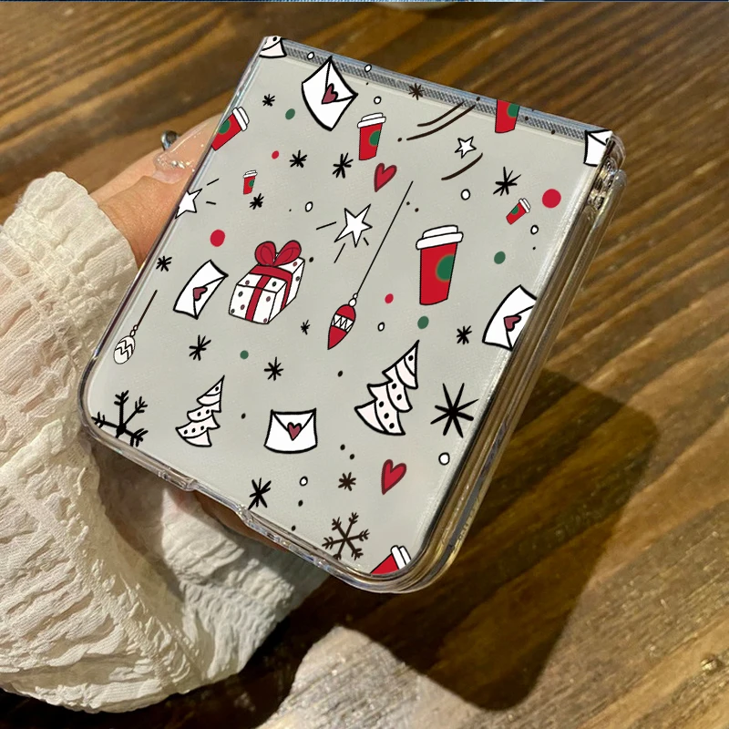 透明電話ケースモトローラ Razr 50 40 ウルトラ Razr40 Razr50 漫画クリスマスプリント折りたたみ耐衝撃バンパーハードカバー