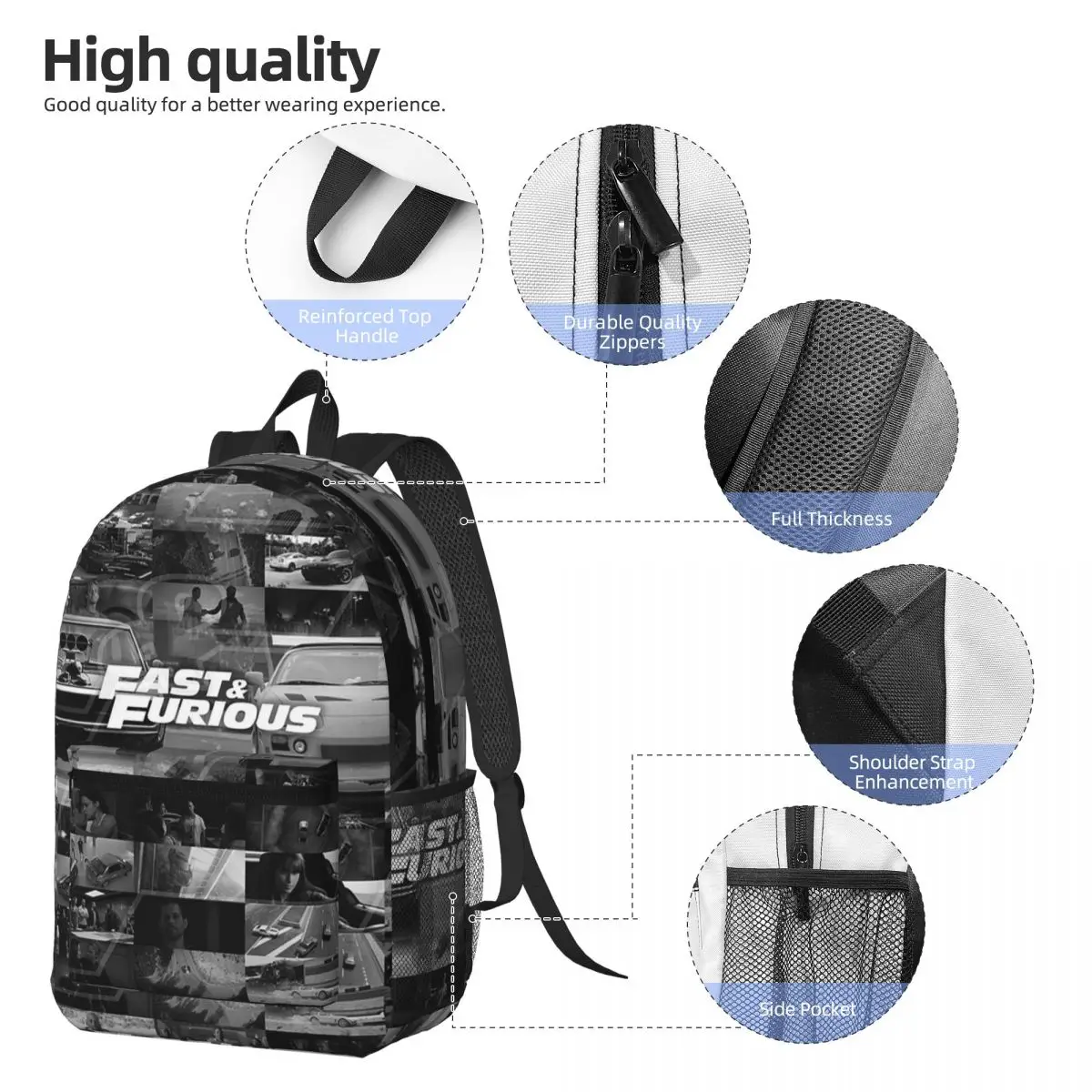 Fast And Furious Is History Of Legend Backpack Boys Girls BookBag Children School Bag Laptop Shoulder Bags for Men Women
